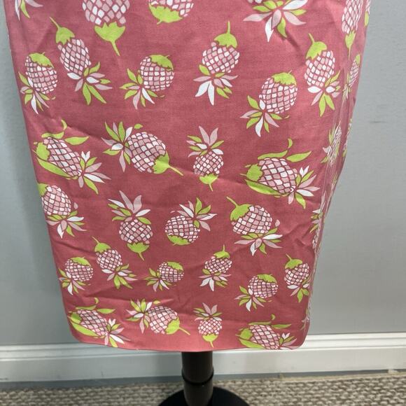 Brooks Brothers 346 Skirt size 12 Pink Green Pineapples Straight Knee Stretch - Picture 5 of 9